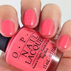 Summer Nails Sns Powder, Opi Gel Polish Colors Summer 2023, Opi Coral Nail Polish, Divorce Nails, Tropical Nail Colors, Pink Coral Nails, Opi Summer Colors, Opi California Dreaming, Opi Strawberry Margarita