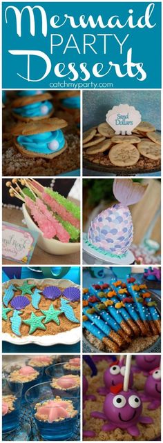 mermaid party desserts collage