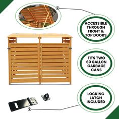 the instructions for how to build a garden gate with wood slats and metal latches