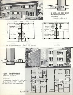 two story house plans with different floor plans