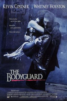 the bodyguard movie poster with two men hugging each other in front of a dark background