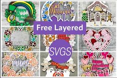 the free layered svg cut files are available for use in crafts and papercrafting