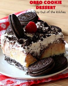 an oreo cookie dessert on a white plate