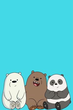 three cartoon bears sitting next to each other on a blue background with the caption's name