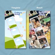 two vertical photo bookmarks with photos and text on them, one is for today's dump and the other is for today's dump