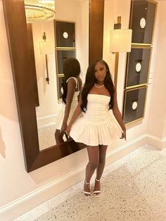 Pearls And Dresses Outfit, Poofy Hoco Dress Short, Birthday Fit Ideas Black Woman, Puffy Skirt Dress, White And Silver Outfit Black Women, Classy Black Women Photoshoot, Birthday Dresses Gold, White Homecoming Dresses Black Women, Birthday Dresses Shein