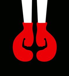 two red vases with white legs on a black background in the shape of hands