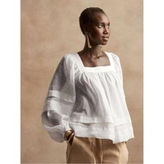 Nwt Banana Republic Ramie Square Neck Blouse 100% Ramie Color Is White Square Neck Blouse, Co Ords Outfits, Puff Sleeve Top, Beck, Square Neck, Puff Sleeve, Banana Republic, Types Of Sleeves, Sleeve Blouse