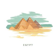 an egyptian pyramid with the word egypt written in it's center and two smaller pyramids behind it