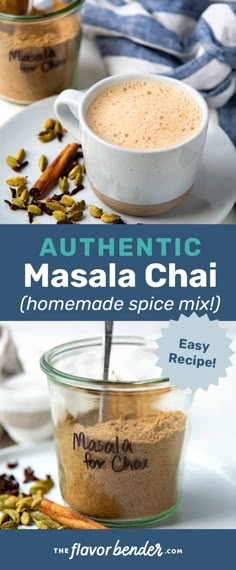 the ingredients for homemade masala chai in small bowls