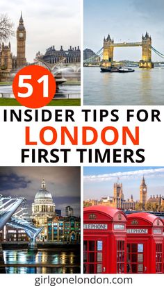 the london skyline with text overlay that reads 51 insider tips for london first timers