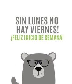 a poster with a bear wearing glasses on it's face and the words sin lunes no hay vernes feliz inicia de sema