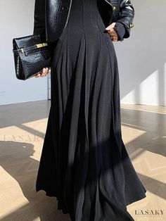 Lasaky - High-Quality Soft-Fabric Garment Long Sleeve Maxi Skirt Outfit, Modest Clubbing Outfits Nightclub, Casual Long Dress, Modern Hijab Fashion, Hijab Fashion Inspiration, Looks Black, Hijabi Fashion, Modest Fashion Outfits, Abayas Fashion