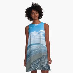 Wave Rock, Greece Art, Blue Beach, St Ives, White Clouds, Wave Design, Woven Dress, Dress For Sale, Blue Moon