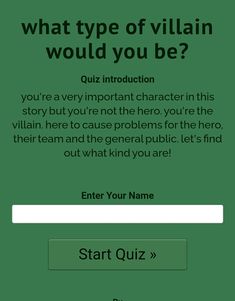 the quiz game is being used to help students understand what type of villain would you be?