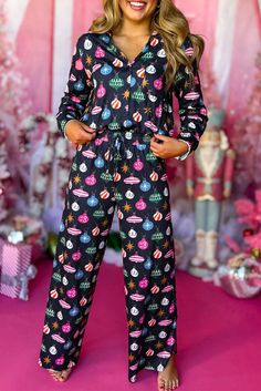 Olivia Mark - Cozy Navy Blue Christmas Sleepwear Duo Blue Christmas Lights, Colorful Christmas Lights, Cotton Blossom, Colorful Christmas, Holiday Pajamas, Curvy Dress, Loungewear Set, Blue Christmas, Shirt And Pants