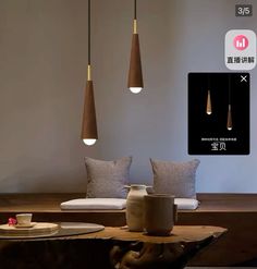 an image of a living room setting with modern lighting and decor on the phone screen