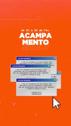 an orange background with the words acampa mento in white and blue on it