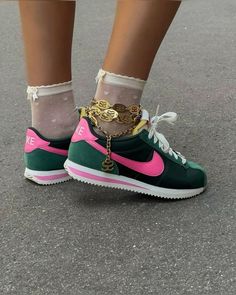 Nike Cortez | Watermelon Cortez Nike Outfit, Nike Cortez Green, Nike Cortez Outfit, Cortez Nike, Nike Cortez Women, Samba Black, Cortez Sneakers, Sneakers Trendy, Woman Sneakers