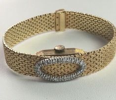 Vintage Yellow Gold Diamond Watch With Jubilee Bracelet, Vintage Diamond Gold Bracelet For Formal Occasions, Vintage Yellow Gold Diamond Jubilee Bracelet, Vintage 14k Gold Diamond Bracelet For Formal Occasions, Leather Watch Box, Hip Hop Bling, Fancy Watches, Cz Bracelet, Slide Bar