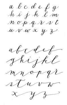 the upper and lowercase letters are handwritten in cursive writing with black ink