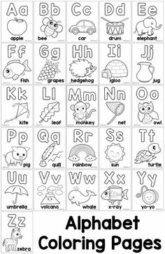 the alphabet coloring pages for children to color and learn with their own letters, numbers, and