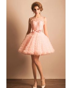 Shop cheap Super Cute Pink Puffy Short Ballgown Prom Dress With Bow online. Custom-made any plus size or color. Pro since 2009. Short Puffy Prom Dresses, Prom Dresses Long Fitted, Short Puffy Dresses, Prom Dress With Bow, Ballgown Prom Dress, Puffy Prom Dresses, Red Prom Dress Long, Puffy Dresses, Short Dress Styles