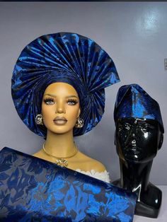 Autogele Asooke, African HeadWrap, Blue Nigerian Sego Gele Head Tie, Head Wrap For Black Women, Nigerian Headpiece NEED OTHER  STYLES AND COLOURS OF AFRICAN HEADWRAPS AUTOGELE, WEDDING HAND FANS, BRAIDED WIGS AND AFRICAN CORAL BRIDAL BEADS, VISIT OUR SHOP HERE: https://sereneafrica.etsy.com/ Features: *Easy to tie and maintain. *Comfortable on the head. *Comes in other lovely colours. We also make complete bridal Aso Oke outfits. We can do this for large numbers of wedding guests. If you have ad Headtie Styles, Wedding Hand Fans, Headwrap Styles, Wedding Planning List, Nigerian Women, African Headwrap, Planning List, Hand Fans For Wedding, Head Wrap Styles