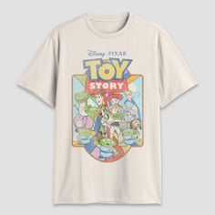 Step out for casual outings or lounge in comfort with the Men's Disney Toy Story Short Sleeve Graphic T-Shirt in Light Beige. Crafted from lightweight cotton fabric, this t-shirt comes with short sleeves and a classic crewneck that pairs effortlessly with jeans or shorts. Whether you're a fan of Woody, Buzz, or the whole group, this Toy Story t-shirt is sure to delight Disney enthusiasts of all ages. Toy Story Grandma Shirt, Adult Toy Story Shirt, Disney Men Shirts, Toy Story T Shirt, Toy Story Party Shirts, Disney Character Print Cotton T-shirt, Toy Story Birthday Shirt Family, Disney Graphic Print T-shirt For Disney Trips, Vintage Disney Shirt