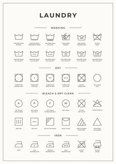 laundry symbols are shown in black and white, with the words laundry written below them