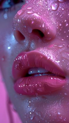 a woman's lips are covered with water droplets and bubbles in this artistic photo