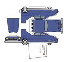 an image of a paper car that is blue