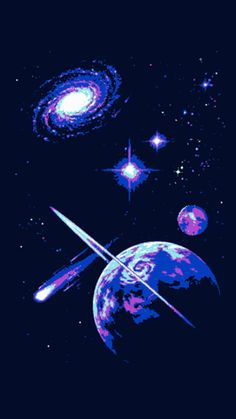 an image of a space scene with planets and stars