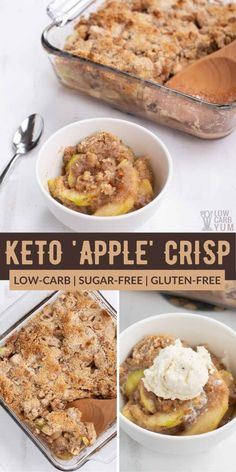 keto apple crisp in a casserole dish