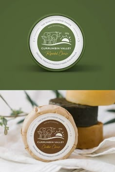 two different logos for an organic soap company, one is green and the other is brown