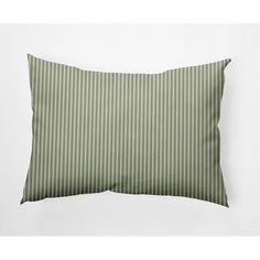 a green striped pillow on a white background