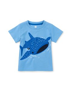 A whale shark--the world's largest fish at over 40 feet!--swims with a small school across the front of this cool cotton tee. Made from 100% soft cotton jersey that keeps its color and styling, wash after wash. Pair with shorts for a zippy summer look. Above thigh length. Inspired by our travels to the Mediterranean. Visit our Global Shop to see more of our favorite styles from around the world. Whale Shark Shirt, Whale Shark Outfit, Fish Outfit, Shark Clothing, Dress Romper Outfit, Shark Clothes, Ocean Outfits, Shark Tee, Shark Shirt