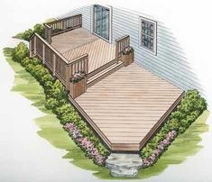 this is an artist's rendering of a deck and patio