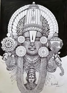 Balaji Drawing, God Jagannath, Ballpen Sketch, Earth Art Drawing, Ganesh Art Paintings, Pen Art Work