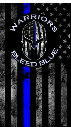 an american flag with the words warrior's bleed blue on it and a thin blue line