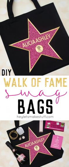 the diy walk of fame bag is shown with its name and star on it