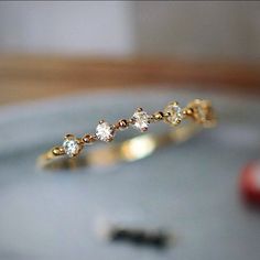 a close up of a ring on a table