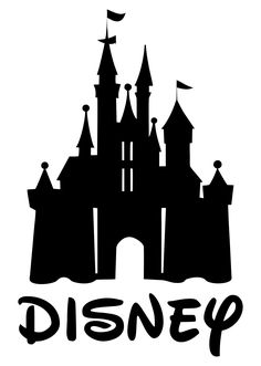 disney castle with the word disney on it's front and back side in black