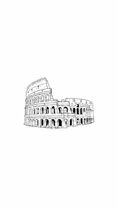 a drawing of the colossion in rome, italy on a white paper background