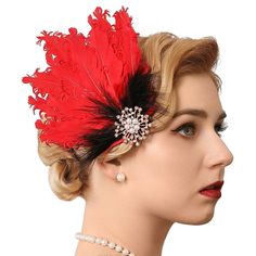 PRICES MAY VARY. 1920s hair clips are made of great quality feathers,rhinestone ,it is soft and stretchy Flapper headband,its feathers have two different colors:one is red,which is particularly conspicuous,another is black.You can enjoy it at anytime and anywhere Rhinestone red feather headpiece can be paired with a modern girl costume, unique design will make you look more charming, elegant and beautiful ,which can easily catch people's eyes in the crowd Flapper headpieces are suitable for them Flapper Headpiece, 1920s Hair, Flapper Headband, Feather Headpiece, Feather Hair Clips, Feather Hair, Red Feather, 1920s Flapper, Crystal Headband