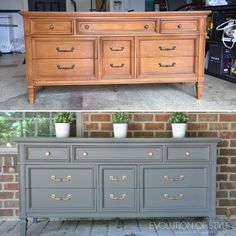 before and after photos of an old dresser