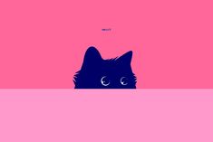 a black cat peeking out from behind a pink wall with the words, you can't see it