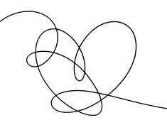 a black and white line drawing of a heart with two intersecting lines in the middle