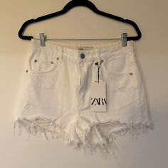 Tag On, Never Worn White Distressed Ripped Jean Shorts From Zara. White Ripped Jeans, Ripped Jean Shorts, Zara Shorts, Zara White, Shorts White, Ripped Jean, Jean Shorts, White Shorts, Color White