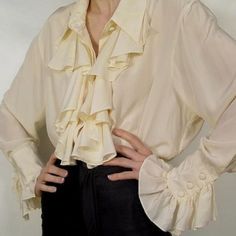 Poet Blouse, Poet Shirt, Blouse Man, Cream Silk, Ruffle Shirt, Keira Knightley, 가을 패션, Character Outfits, Aesthetic Outfits